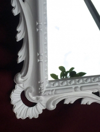 Wandspiegel Weiß Ornamente Barockspiegel Friseurspiegel Flurspiegel Mirror 43x37