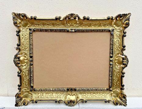 Preview: Ornament Bilderrahmen Gold-Schwarz 30x40 Barockrahmen 56x46 Fotorahmen Antik Gemälde Rahmen  3049
