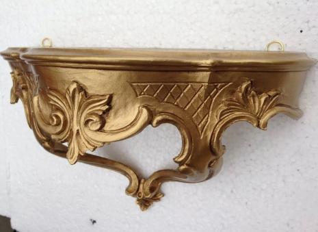 Wandkonsole Gold in Barockstill Wandregale Spiegelkonsole Ablage 30 x 16 Gold Blumenständer Ablage MADE IN ITALY