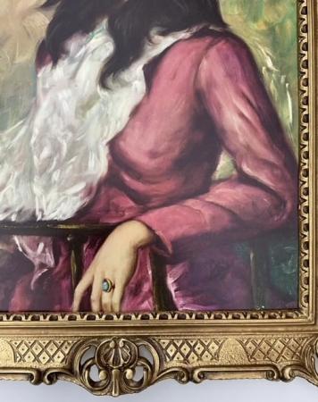 Gerahmte Gemälde Die Dame in Rot Barock Bild Frauenbild 90x70 Kunstdruck Bild Rahmen Wandbild Wanddeko