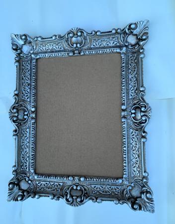 Barock Bilderrahmen rechteckig Antik Silber Barock 56x46 Fotorahmen Bildfläche 30x40cm Prunkrahmen Ohne Glas