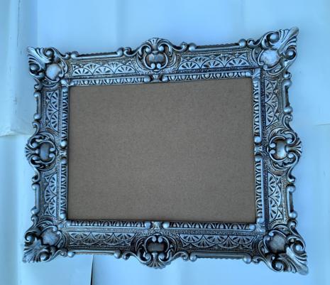 Preview: Barock Bilderrahmen rechteckig Antik Silber Barock 56x46 Fotorahmen Bildfläche 30x40cm Prunkrahmen Ohne Glas