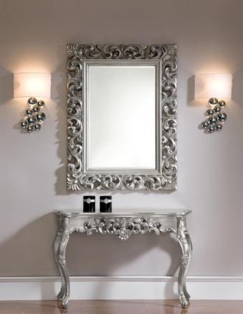 Wandspiegel + Tischkonsole in Silber