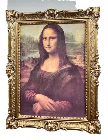 Preview: berühmteste Lächeln der Welt Mona Lisa von Leonardo Da Vinci barock 90x70 Bild mit Rahmen Gold Antik Gerahmte Gemälde berühmte bilder Kunstepoche