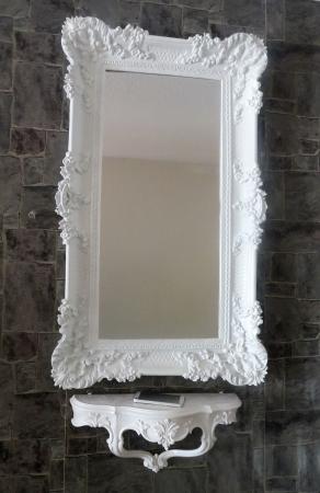Wandspiegel + Wandkonsole in weiß