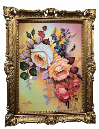 Gerahmte Gemälde BLUMEN Rosen Bild 90X70 Bilderrahmen Bild mit Rahmen Rosenbilder Blumenbild von D. Azzellini