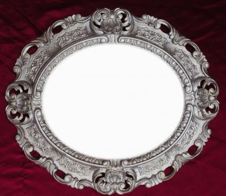 Preview: Bilderrahmen Oval Barock + Glas Antik Silber Fotorahmen 45X37 Altsilber 30x24cm