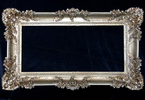 Barock Bilderrahmen , Fotorahmen in Antik Silber mit Glas 97 x 57 cm