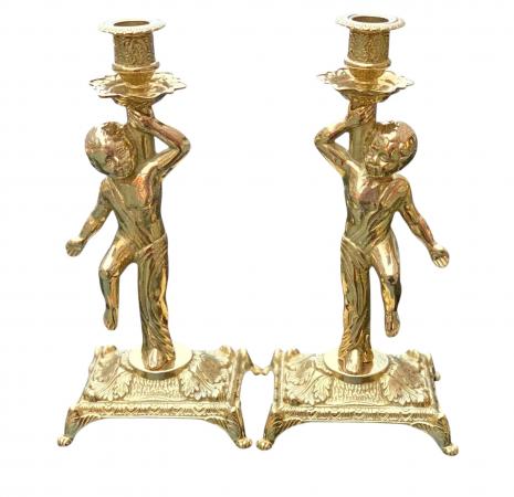 2 x Kerzenleuchter Messing Kerzenständer Gold Kerzenhalter 28 cm Tischdeko