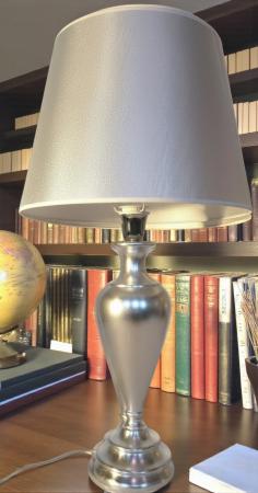 Preview: Tischleuchte lampe Kastanienholz Tischleuchte  Nachttischlampe , Tischlampe 73 cm Silber