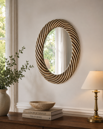 XXL Wandspiegel  Antik Silber 110x85 cm Flurspiegel Schminkspiegel -Großer Ovaler Wandspiegel Antik  – Barock Design – Made in Italy