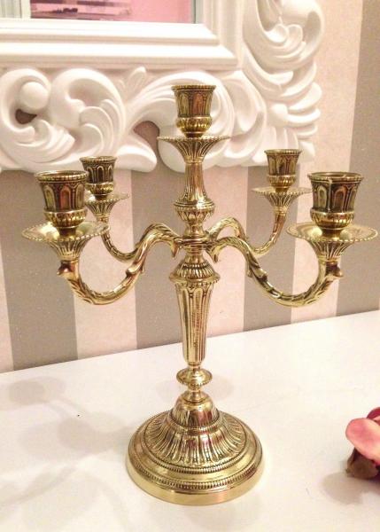 Messing Kerzenständer Kerzenleuchter Gold  Leuchter Kerzenhalter 36cm Kandelaber Deko