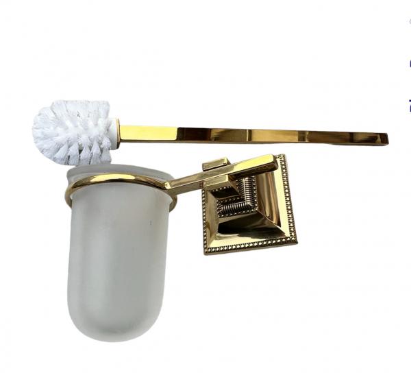 WC Garnitur 41cm Toilettenbürste Bürste poliertes Messing Klobürstenhalter