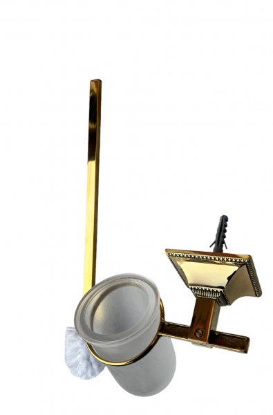 WC Garnitur 41cm Toilettenbürste Bürste poliertes Messing Klobürstenhalter