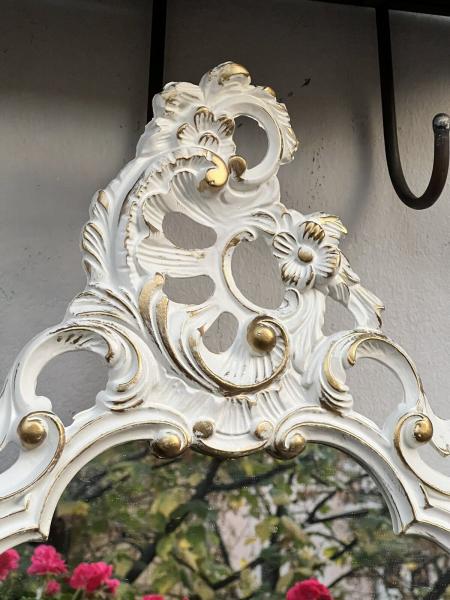 Wandspiegel oval Weiß gold Barock Spiegel 50X76 Badspiegel Antik Rokoko Stil  3039 Wg