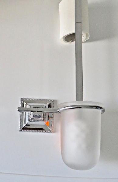 WC Garnitur 41cm Toilettenbürste Bürste poliertes Messing Klobürstenhalter