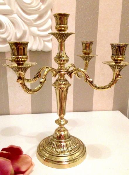 Messing Kerzenständer Kerzenleuchter Gold  Leuchter Kerzenhalter 36cm Kandelaber Deko