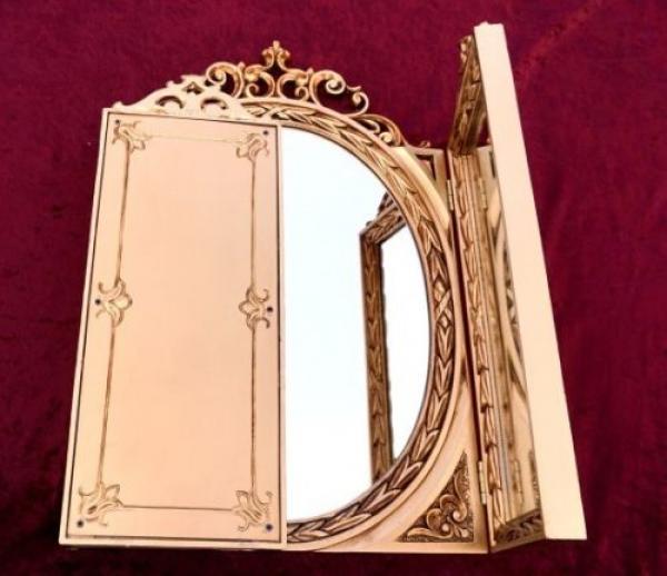 Barock Spiegel Wandspiegel Antik Rund Gold Badspiegel  S 60X46 Shabby Deko c508