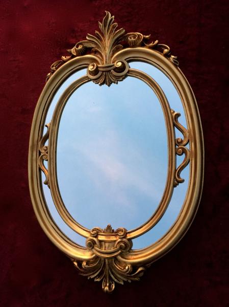 Wandspiegel Oval Gold Barock Badspiegel Antik Ovaler Spiegel 60X39 Mirror c462
