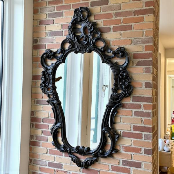 Wandspiegel Oval Schwarz Barock Antik Retro Gothik 50x76 Badspiegel 3039