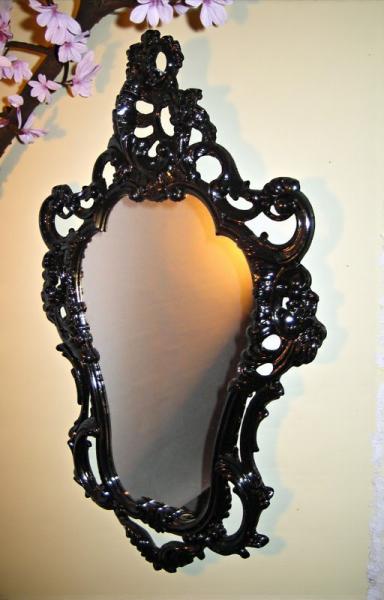 Wandspiegel Oval Schwarz Barock Antik Retro Gothik 50x76 Badspiegel 3039