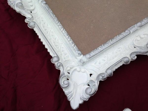 Barock  Bilderrahmen Jugendstil Weiß-Silber Antik Rechteckig 56x46 BAROCK 30x40 Ohne Glas  3049