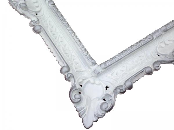 Barock  Bilderrahmen Jugendstil Weiß-Silber Antik Rechteckig 56x46 BAROCK 30x40 Ohne Glas  3049