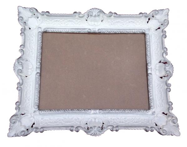 Barock  Bilderrahmen Jugendstil Weiß-Silber Antik Rechteckig 56x46 BAROCK 30x40 Ohne Glas  3049