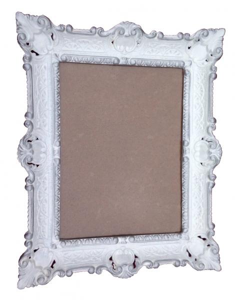 Barock  Bilderrahmen Jugendstil Weiß-Silber Antik Rechteckig 56x46 BAROCK 30x40 Ohne Glas  3049