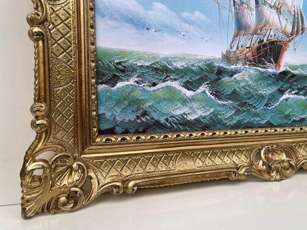 Gerahmte Gemälde Segelschiff Schiffbilder Maritime Stürmische Fahrt Seemotiv Schiff Hoher See von P. Lorenz