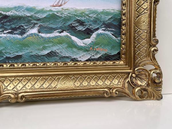 Gerahmte Gemälde Segelschiff Schiffbilder Maritime Stürmische Fahrt Seemotiv Schiff Hoher See von P. Lorenz