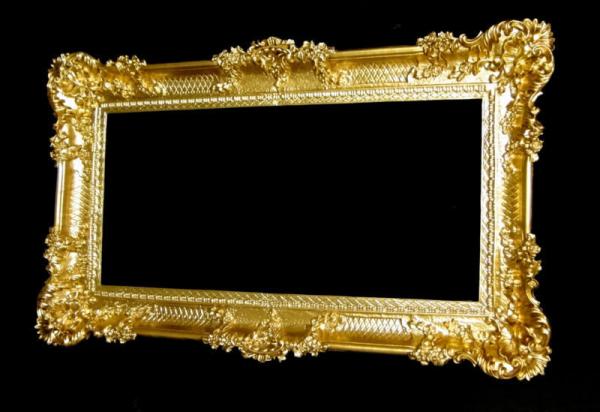 BAROCK Bilderrrahmen mit Schutzglas rechteckig Hochzeitsrahmen Antik 96x57 Gold Gemälderahmen