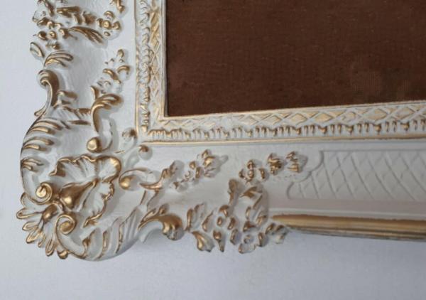 Bilderrahmen, Fotorahmen , Rückwand MDF ,  Weiß-Gold, 97x57cm