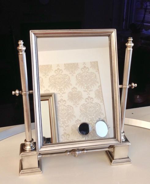 Luxus Standspiegel ANTIK VERSILBERTES MESSING Schminkspiegel Kippspiegel