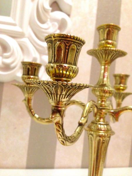 Messing Kerzenständer Kerzenleuchter Gold  Leuchter Kerzenhalter 36cm Kandelaber Deko