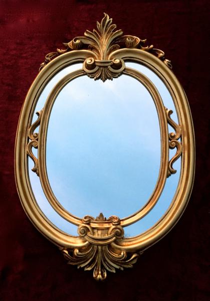 Wandspiegel Oval Gold Barock Badspiegel Antik Ovaler Spiegel 60X39 Mirror  c462 