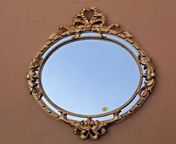 Barock Wandspiegel Rund Gold Barock Jugendstil 52x50 Badspiegel Antik Flurspiegel