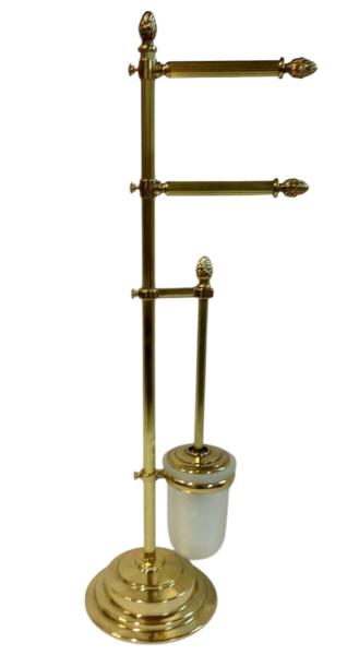 Messing wc Garnitur Badartikel Toilettenbürste Klopapierhalter Bürste poliertes Stand 71 cm