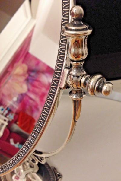 Standspiegel Silber MESSING Schminkspiegel Kippspiegel Antik schwenk Spiegel