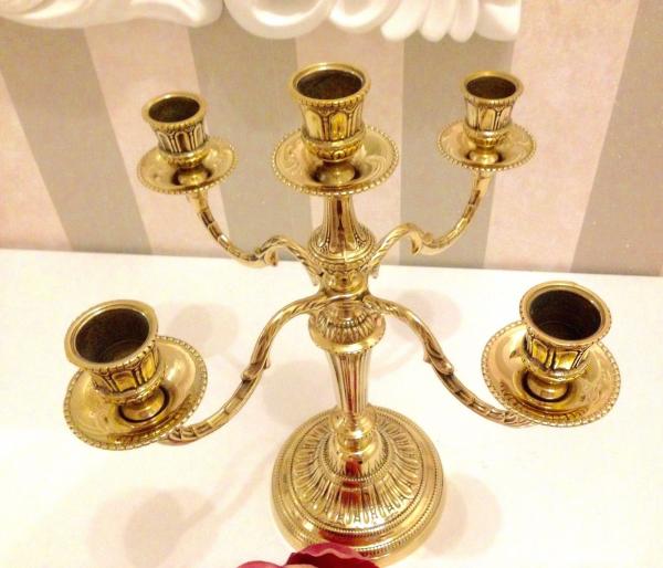 Messing Kerzenständer Kerzenleuchter Gold  Leuchter Kerzenhalter 36cm Kandelaber Deko