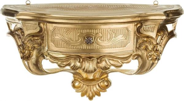 Wandkonsole mit Schublade Gold in Barock Antik Still Wandablage Aufbewahrung  B/H/T 50x27x20cm  Dekoratif cp84Gold