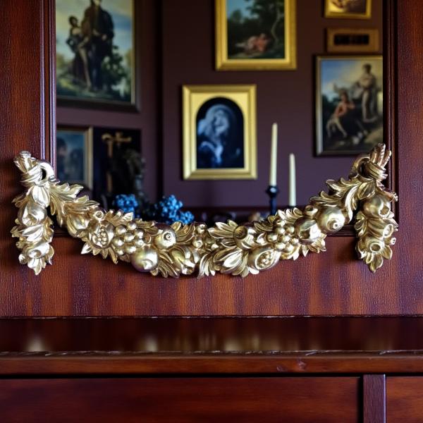 Wanddeko ,Wandrelief 60x19cm Antik in Barockstil, Gold, Wandbehang, Ornament, Türbogen , DEKO C1500G