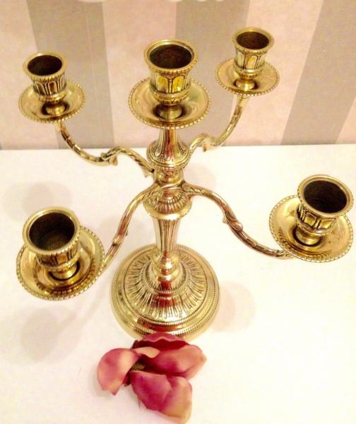 Messing Kerzenständer Kerzenleuchter Gold  Leuchter Kerzenhalter 36cm Kandelaber Deko