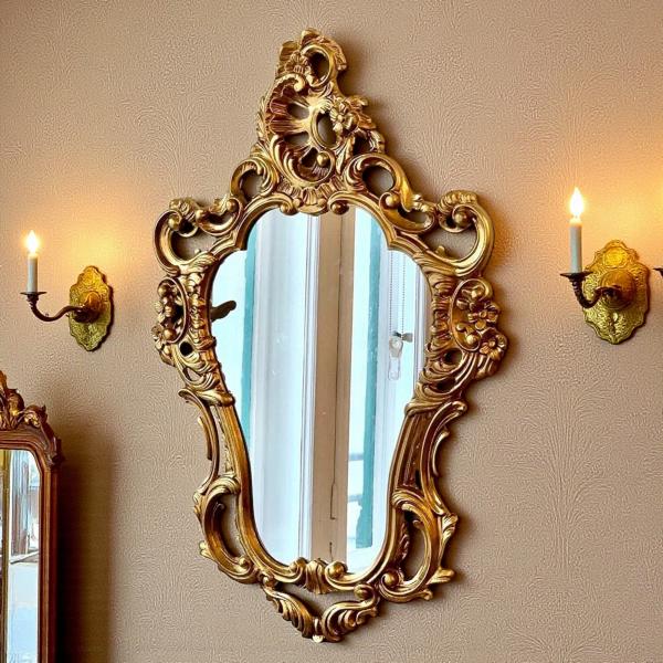 Barock Wandspiegel Gold  Oval Spiegel 50x76 Badspiegel Dekorativer Spiegel Prunkspiegel ANTIK 3039