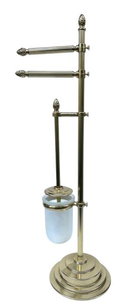 Messing wc Garnitur Badartikel Toilettenbürste Klopapierhalter Bürste poliertes Stand 71 cm