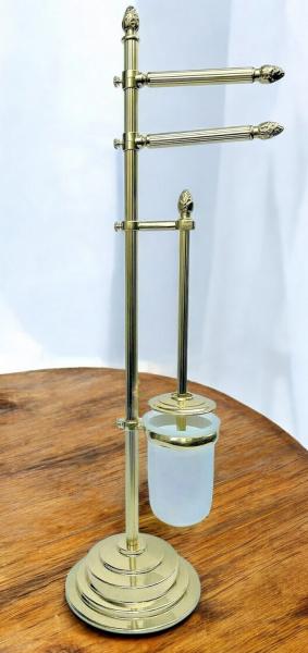Messing wc Garnitur Badartikel Toilettenbürste Klopapierhalter Bürste poliertes Stand 71 cm