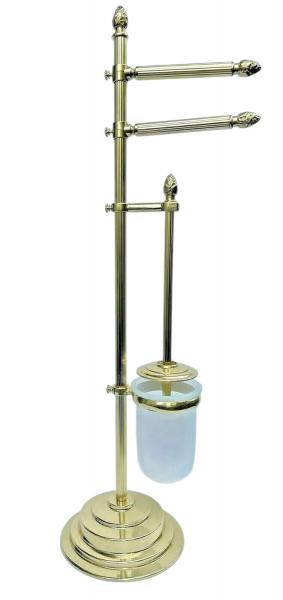 Messing wc Garnitur Badartikel Toilettenbürste Klopapierhalter Bürste poliertes Stand 71 cm