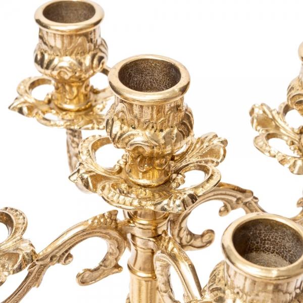 Kaminuhr Messing +2 Kerzenständer 5 flammig Tischuhr Gold Antik Kaminset  MADE IN ITALY