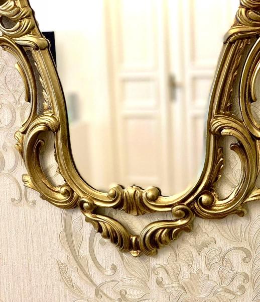 Barock Wandspiegel Gold  Oval Spiegel 50x76 Badspiegel Dekorativer Spiegel Prunkspiegel ANTIK 3039