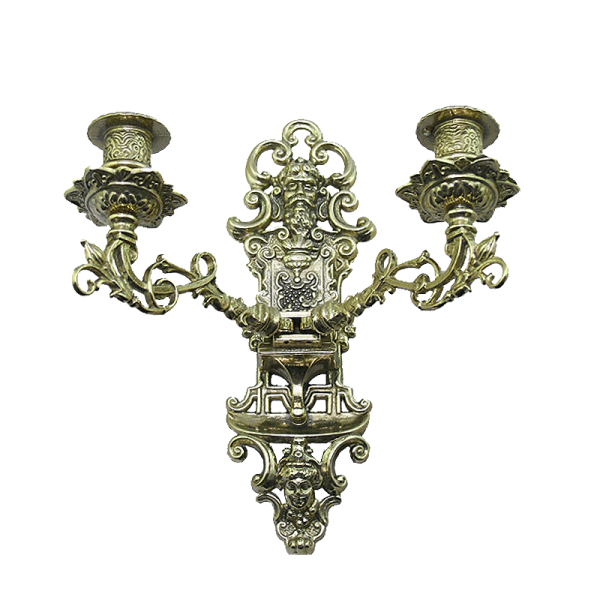 Wandkerzenhalter 2 Armig Wandkerzenleuchter antik gold mehrarmig Klavierleuchter schwenkbar Barockstil 82262 MADE IN ITALY